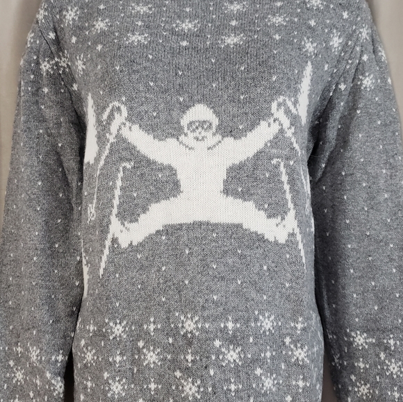 NWOT LOGG gray & white snowflake ski alpaca blend sweater Womens Medium - Picture 6 of 6